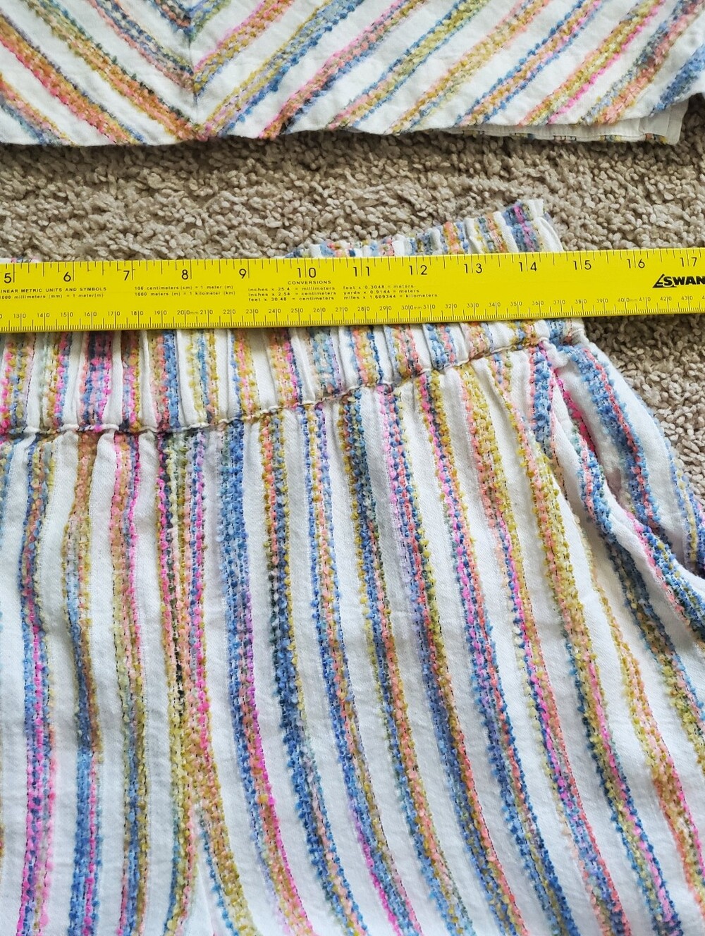 Lou & Grey Rainbow Striped Multicolor V-Neck Tank and Shorts Set Pastel Size M - Picture 6 of 13